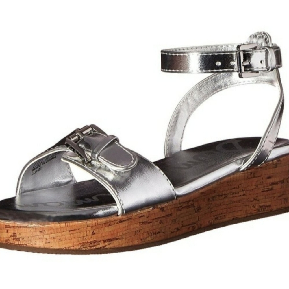 Girls Silver Sandals with Ankle Strap